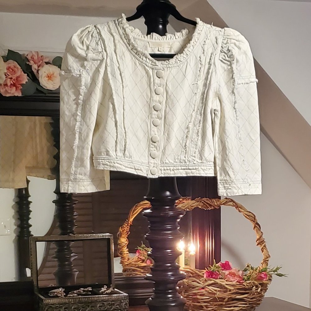LoveShackFancy Elmont Denim Jacket Small/Medium - Picture 1 of 14
